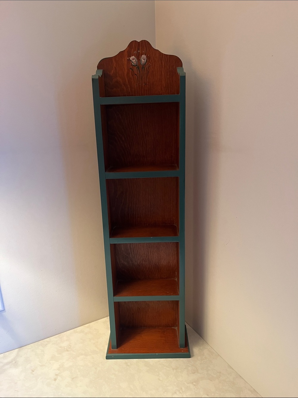 Vintage Wooden Trinket Shelf Rectangle Wood 80’s Display Shelf